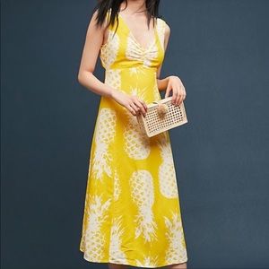 Anthropologie yellow pineapple dress Size 14